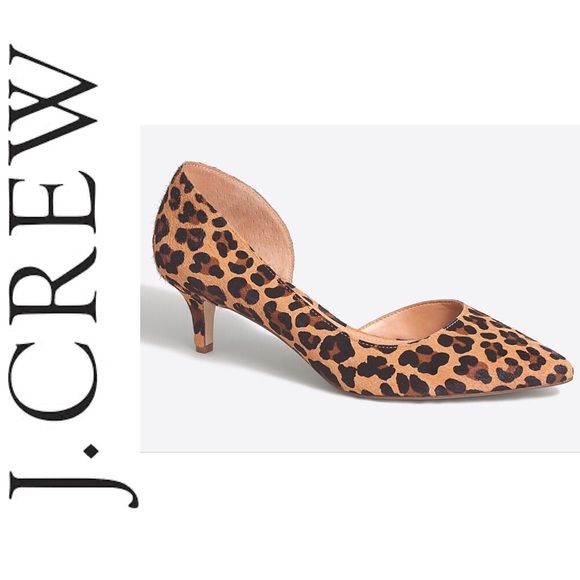 J. Crew Shoes - J Crew D’Orsay Calf Hair Kitten Heels Leopard